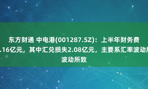 东方财通 中电港(001287.SZ)：上半年财务费用6.16亿元，其中汇兑损失2.08亿元，主要系汇率波动所致